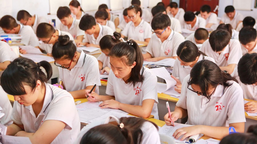 Students sitting exam