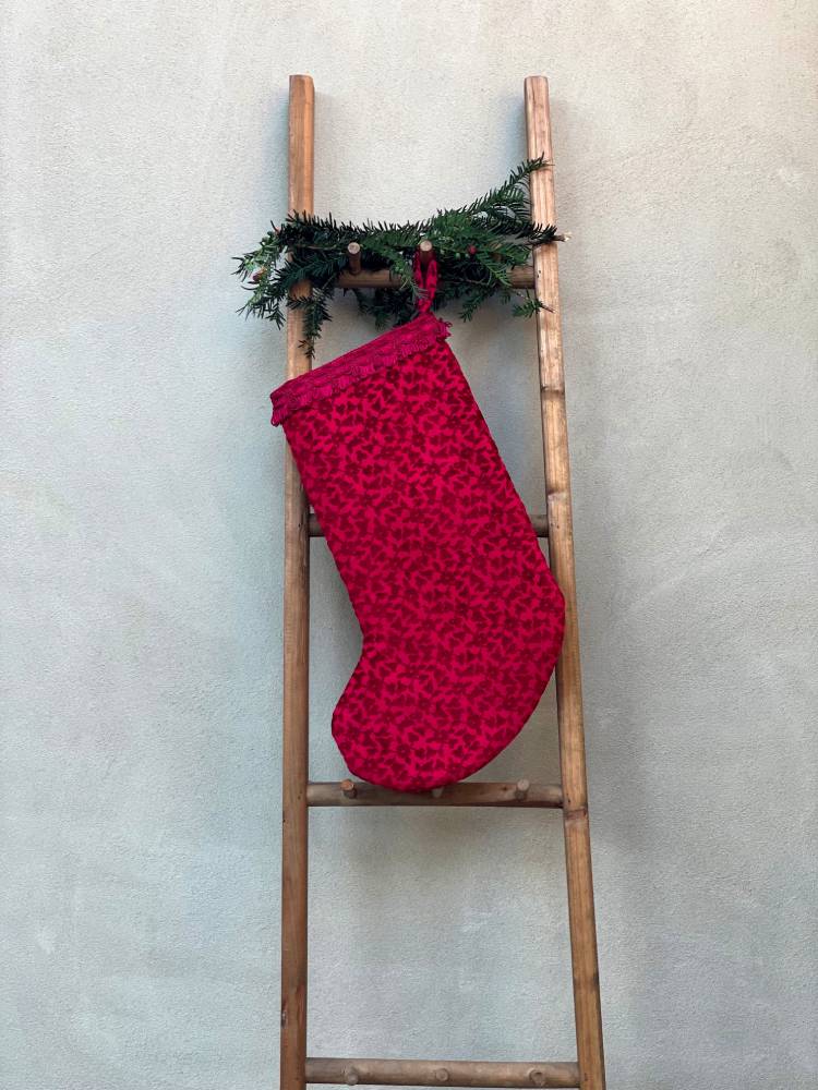 Pointsettia sustainable Christmas stocking from Oath Home