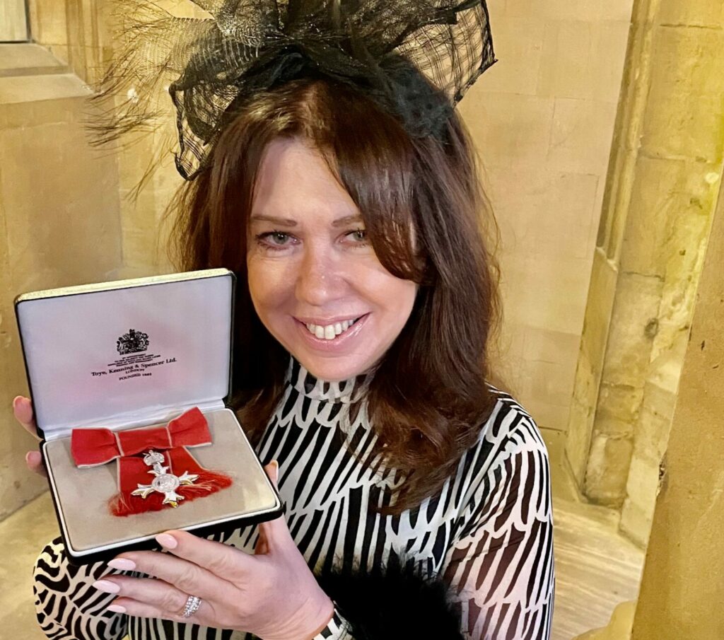 Karen Sugarman with her MBE medal, awarded for her 37-year charitable work, 20 of which with Shooting Star Children’s Hospices