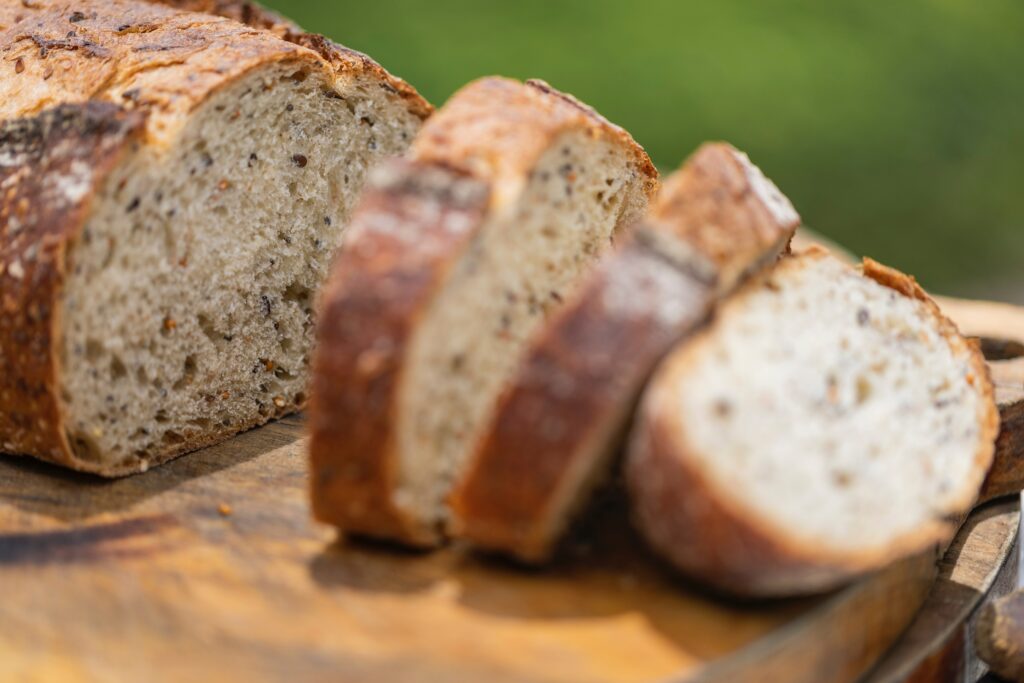 female nutrition: loaf of sliced wholemeal sourdough.