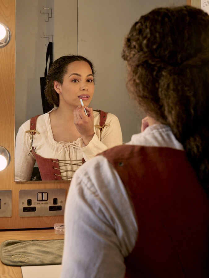 Madeleine Mantock preparing to go on stage as Agnes Hathaway Credit: Bread and Butter PR