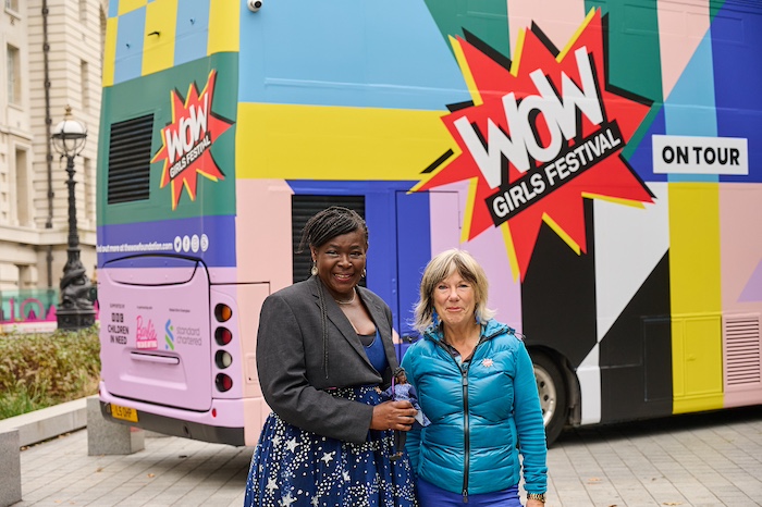 Founder of The Wow Foundation Jude Kelly and Dr Maggie Aderin-Pocock at the launch of the WOW Girls Festival on International Day of the Girl. Photo by RUBY LDN